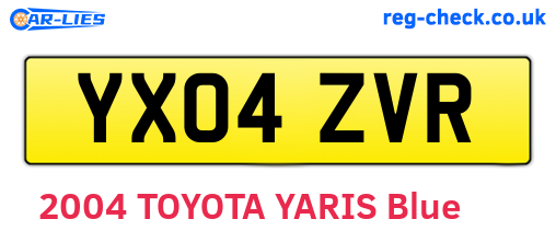YX04ZVR are the vehicle registration plates.