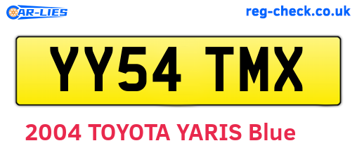 YY54TMX are the vehicle registration plates.