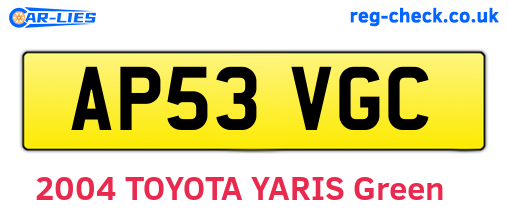 AP53VGC are the vehicle registration plates.