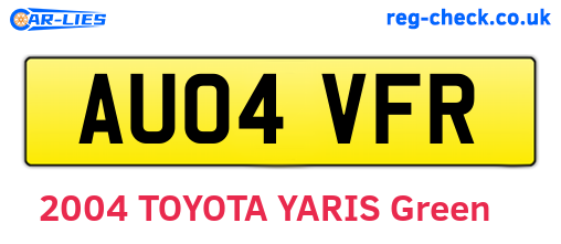 AU04VFR are the vehicle registration plates.