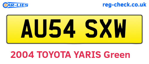 AU54SXW are the vehicle registration plates.