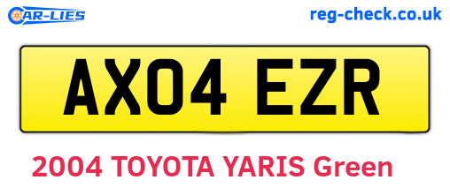 AX04EZR are the vehicle registration plates.