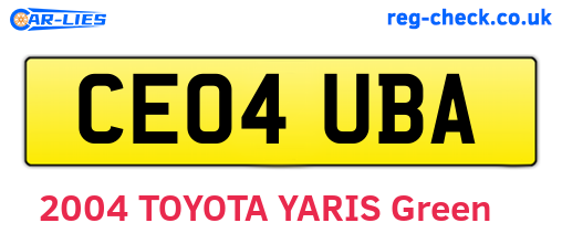 CE04UBA are the vehicle registration plates.