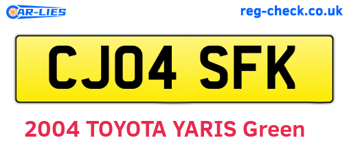 CJ04SFK are the vehicle registration plates.