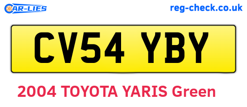 CV54YBY are the vehicle registration plates.