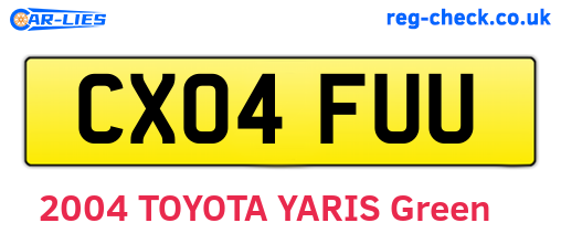 CX04FUU are the vehicle registration plates.