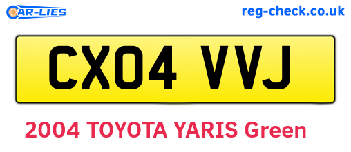 CX04VVJ are the vehicle registration plates.