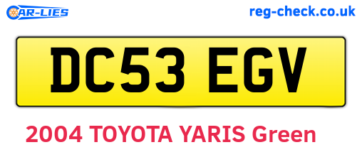 DC53EGV are the vehicle registration plates.