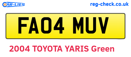 FA04MUV are the vehicle registration plates.