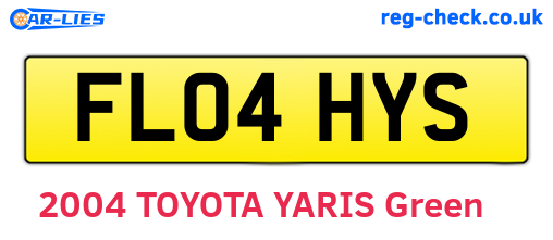 FL04HYS are the vehicle registration plates.