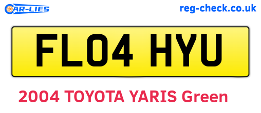 FL04HYU are the vehicle registration plates.