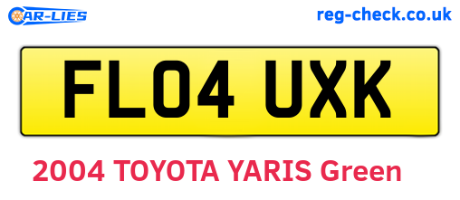 FL04UXK are the vehicle registration plates.