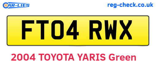 FT04RWX are the vehicle registration plates.