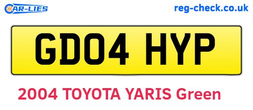 GD04HYP are the vehicle registration plates.