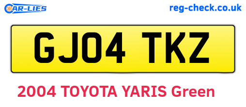 GJ04TKZ are the vehicle registration plates.