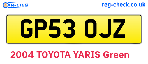 GP53OJZ are the vehicle registration plates.