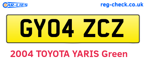 GY04ZCZ are the vehicle registration plates.