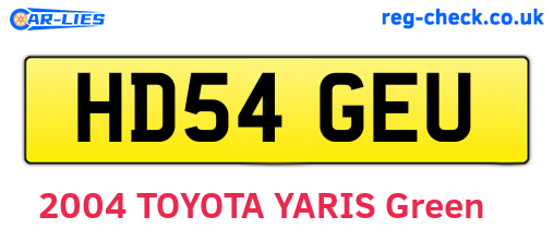 HD54GEU are the vehicle registration plates.