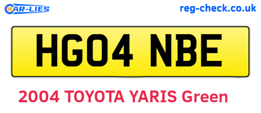 HG04NBE are the vehicle registration plates.