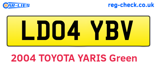 LD04YBV are the vehicle registration plates.