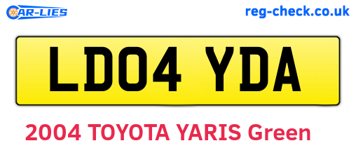 LD04YDA are the vehicle registration plates.