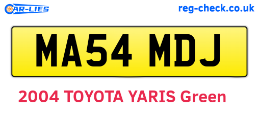 MA54MDJ are the vehicle registration plates.
