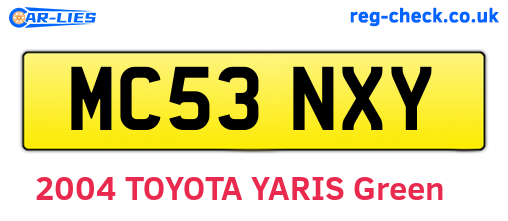 MC53NXY are the vehicle registration plates.