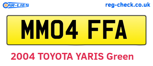 MM04FFA are the vehicle registration plates.