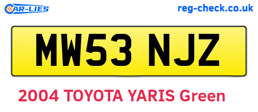 MW53NJZ are the vehicle registration plates.