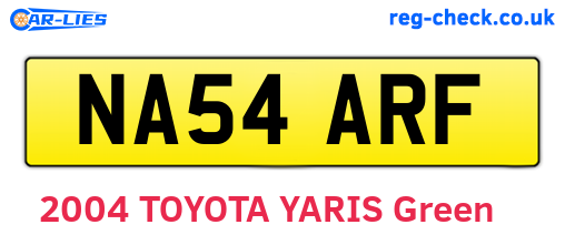 NA54ARF are the vehicle registration plates.