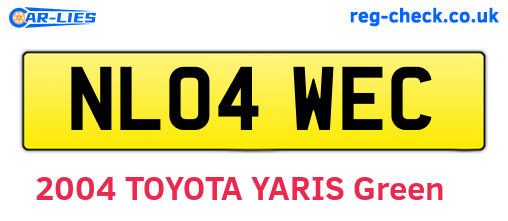 NL04WEC are the vehicle registration plates.
