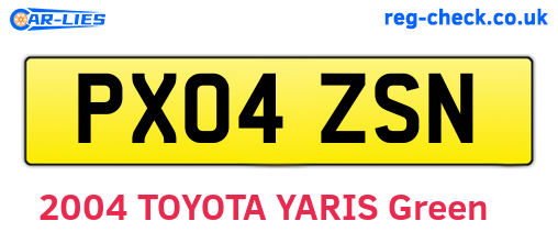 PX04ZSN are the vehicle registration plates.