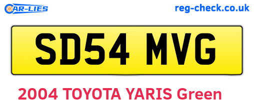 SD54MVG are the vehicle registration plates.