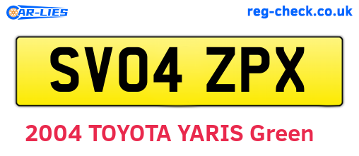 SV04ZPX are the vehicle registration plates.