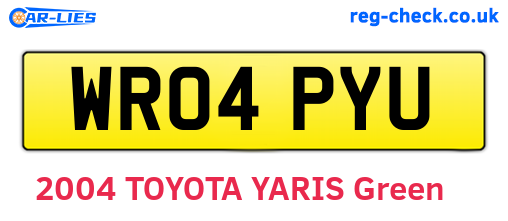 WR04PYU are the vehicle registration plates.