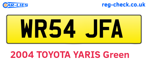 WR54JFA are the vehicle registration plates.