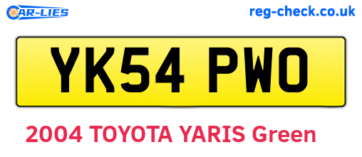YK54PWO are the vehicle registration plates.