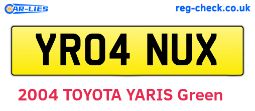 YR04NUX are the vehicle registration plates.