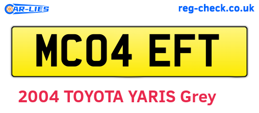 MC04EFT are the vehicle registration plates.