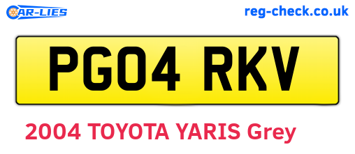 PG04RKV are the vehicle registration plates.