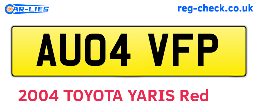 AU04VFP are the vehicle registration plates.