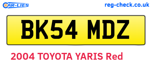 BK54MDZ are the vehicle registration plates.