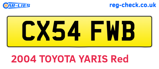 CX54FWB are the vehicle registration plates.