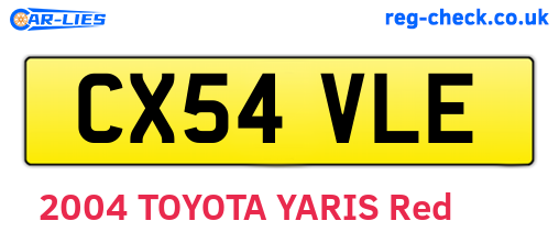 CX54VLE are the vehicle registration plates.