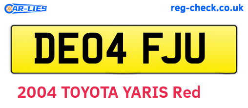 DE04FJU are the vehicle registration plates.
