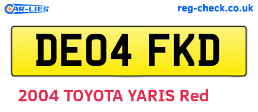 DE04FKD are the vehicle registration plates.