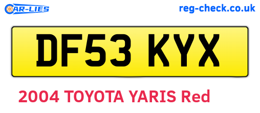 DF53KYX are the vehicle registration plates.