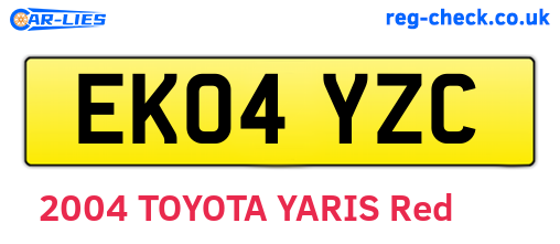 EK04YZC are the vehicle registration plates.