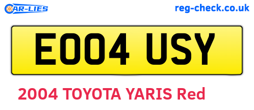 EO04USY are the vehicle registration plates.