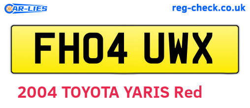 FH04UWX are the vehicle registration plates.